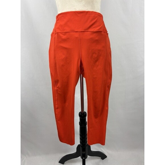 Athleta Velocity Stash Pocket Crop Leggings Bright Red Orange Medium Tall - Picture 15 of 15